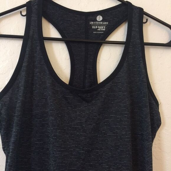 Old Navy black and grey striped workout tank, women’s size small - Picture 2 of 5